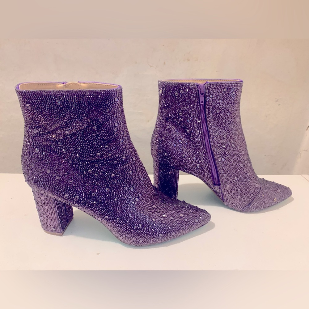 Betsey Johnson Purple Rhinestone Booties - 9.5